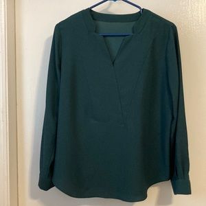 Ann Taylor Dark Green Long-sleeved Blousr